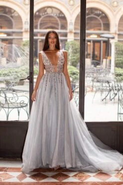 Yolanda Beaded Tulle Gown - Silver -Alamour Sale Store 101 aa4455e0 e9df 4e58 8706 fd33cafe2f93