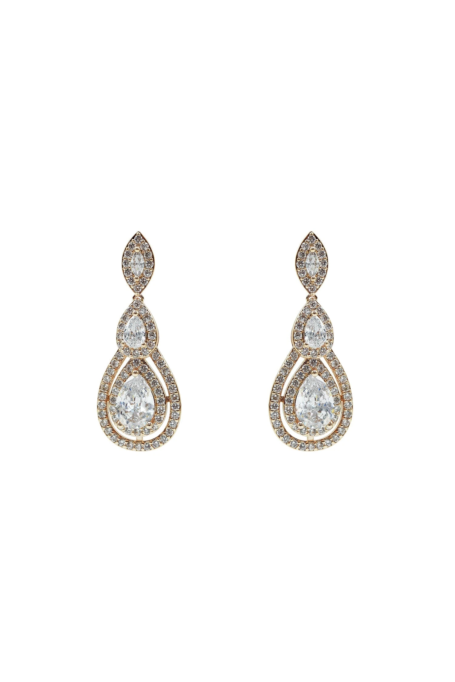 Elaine Gold Embellished Drop Earrings
