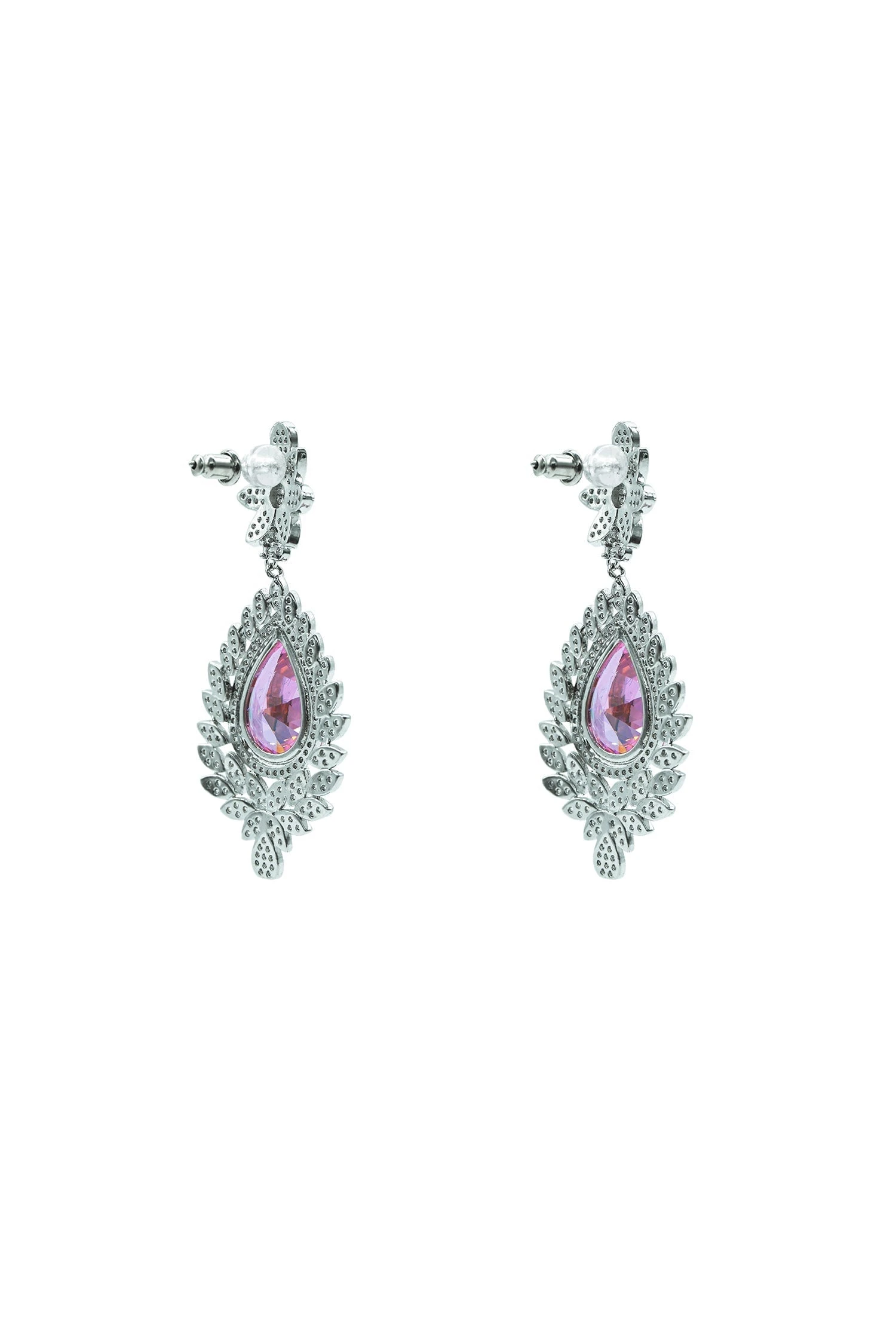 Clementine Embellished Pink Gem Earrings 2 Clementine Embellished Pink Gem Earrings - Image 2