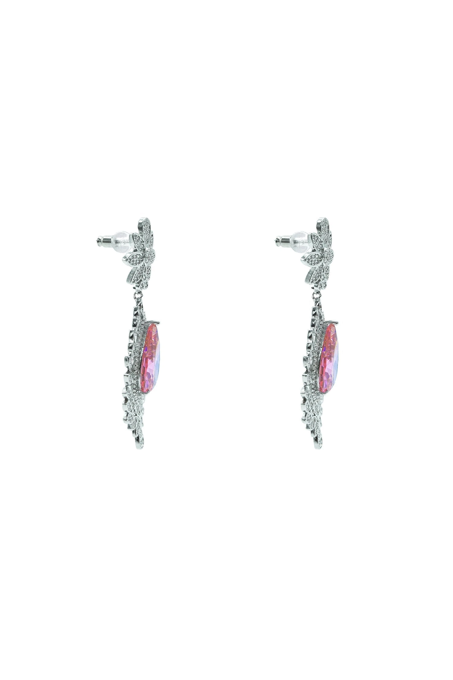 Clementine Embellished Pink Gem Earrings 3 Clementine Embellished Pink Gem Earrings - Image 3