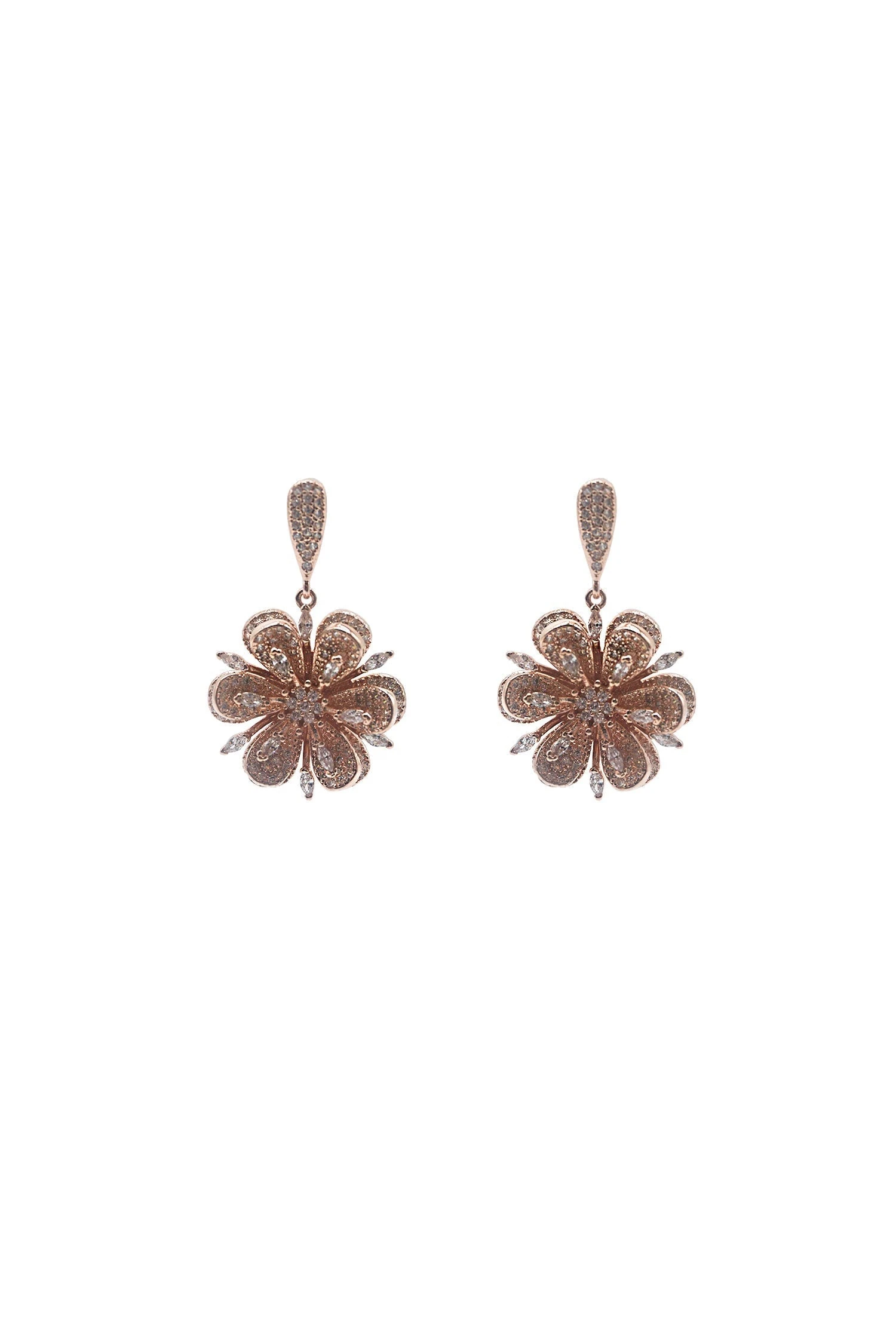 Edaline Rose Gold Flower Earrings 1 Edaline Rose Gold Flower Earrings