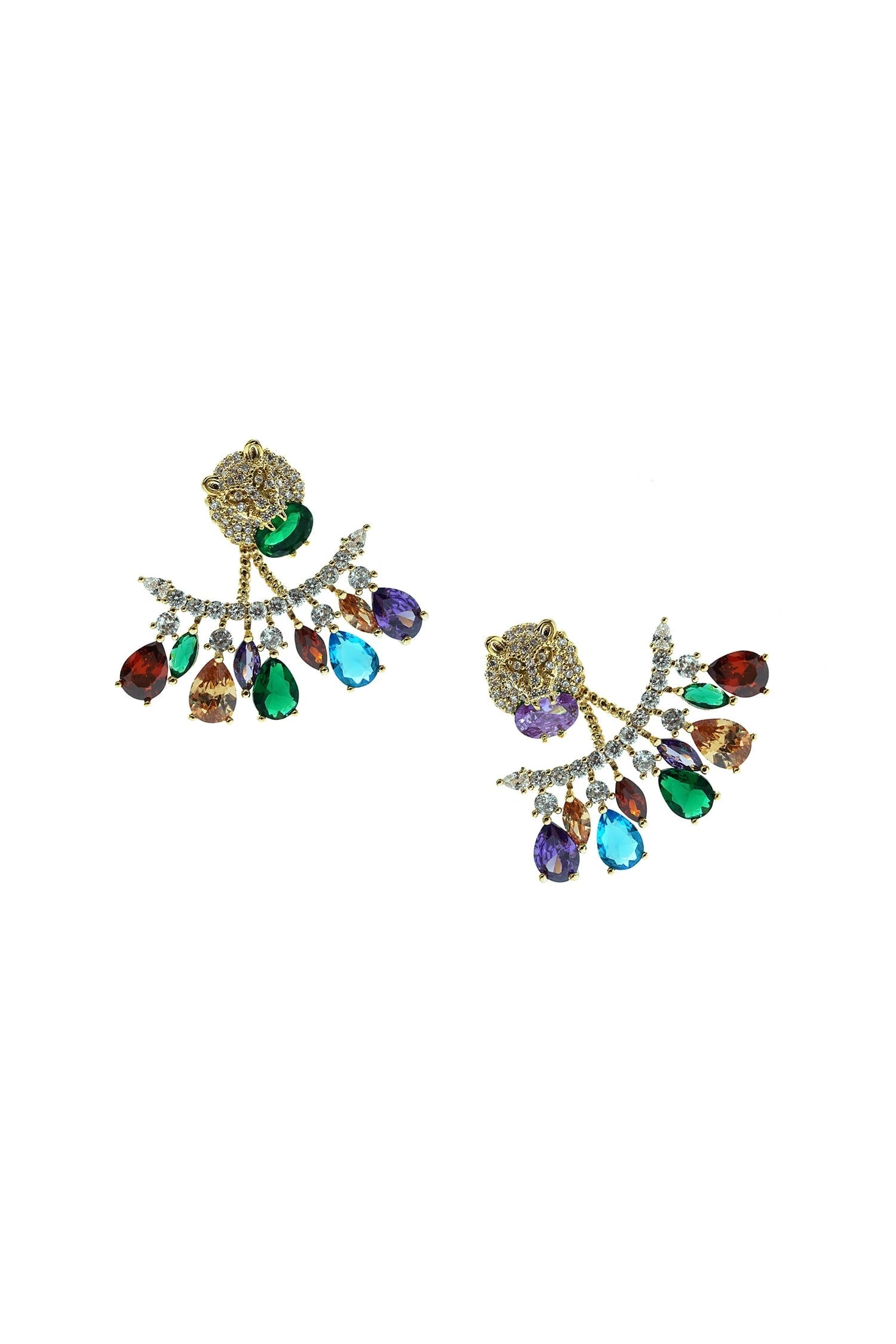 Maeve Multicoloured Lion Statement Earrings 3 Maeve Multicoloured Lion Statement Earrings - Image 3