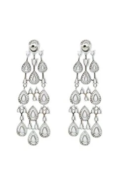 Corrine Silver Embellished Drop Earrings -Alamour Sale Store 499